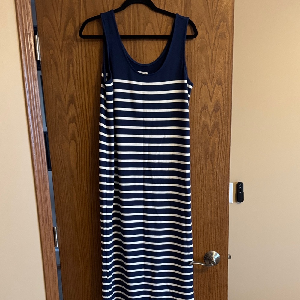 Lou & Grey Navy and White Striped Maxi Dress
